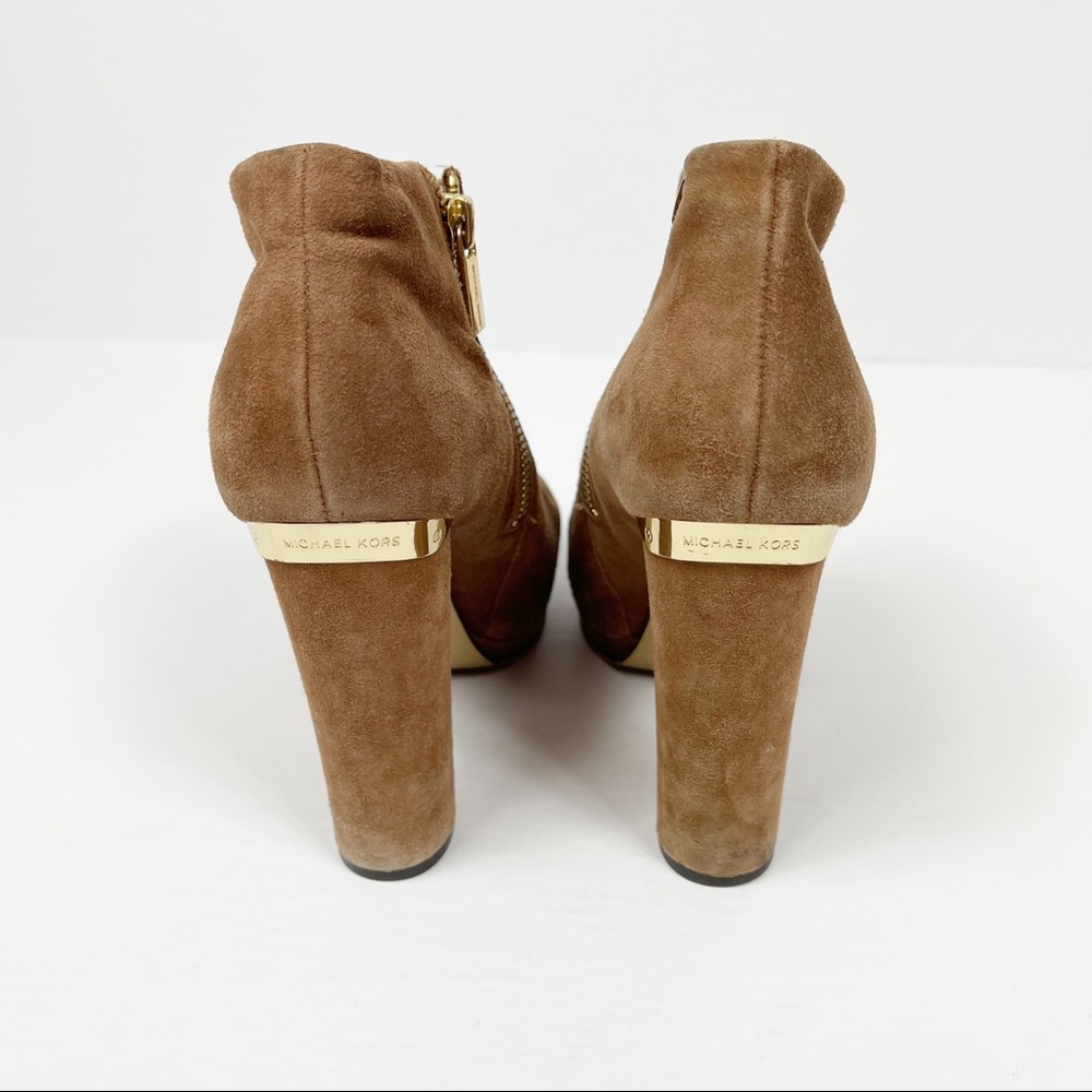 Michael Kors Haven Brown Cognac Suede Bootie 6.5 - Picture 4 of 9